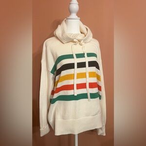 NWOT Lou & Grey by Loft: Women’s Sm Multicolor Striped Cotton Hoodie Sweater